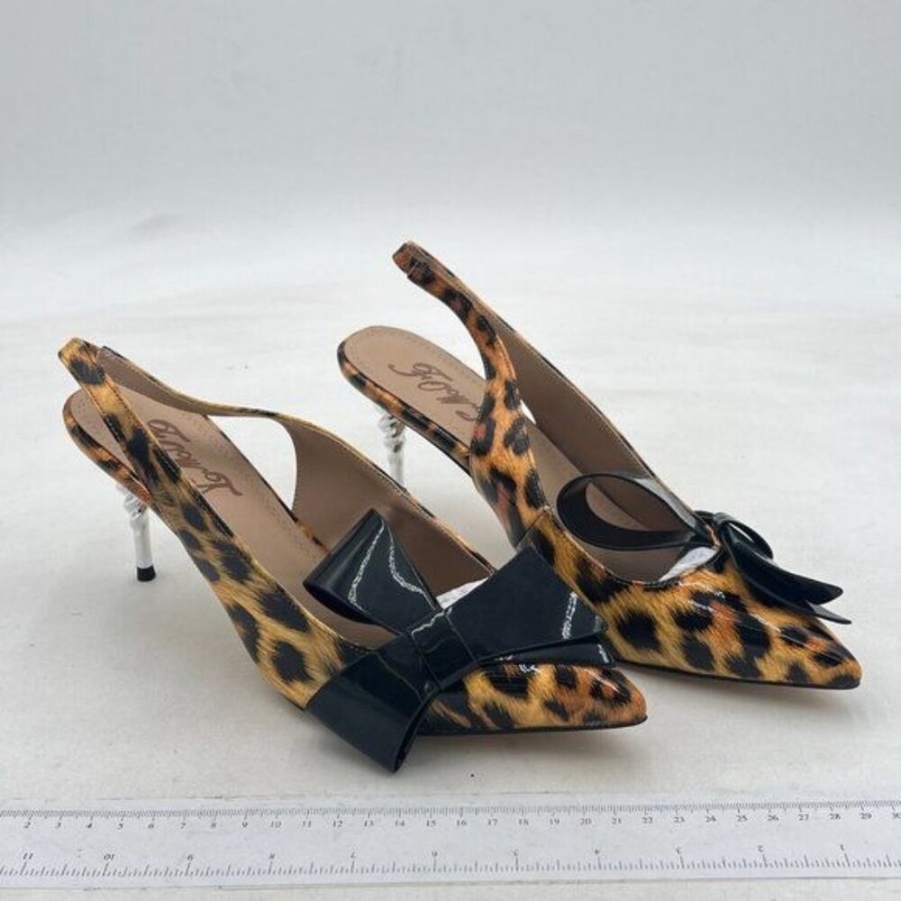 YDN Women Pointed Toe Slingback Slip on Dress Pumps Stiletto Mid Heels Evening - Picture 3 of 7